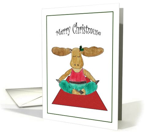 Merry Christmuse Moose Practicing Yoga Card 850071