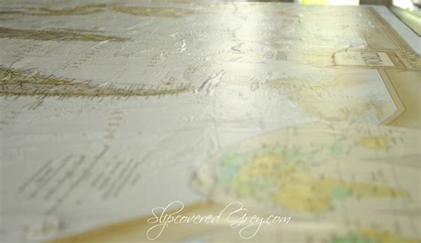 World Map Wall Art Slipcovered Grey