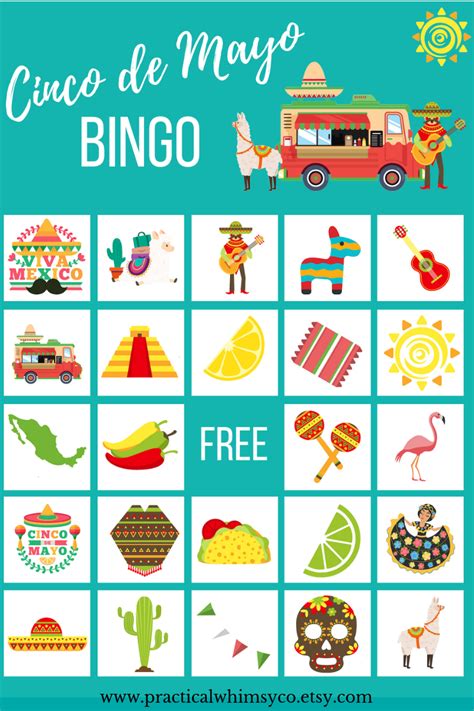 Cinco De Mayo Party Game Mexican Bingo Cards Birthday Game Etsy