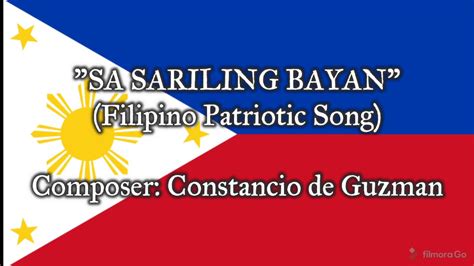 Sa Sariling Bayan Filipino Patriotic Song Youtube