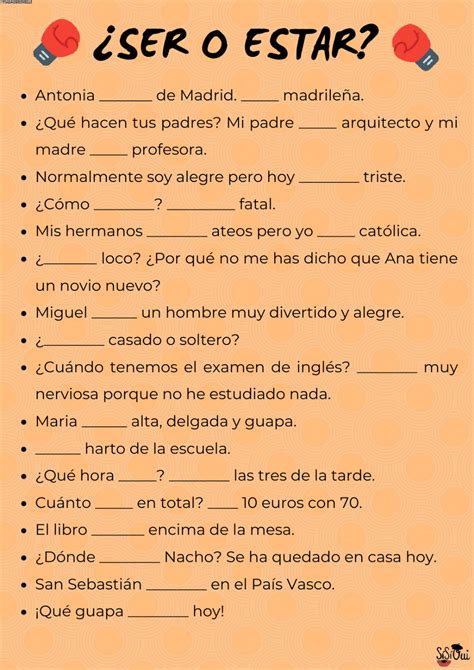 Ser o estar Español como Lengua Extranjera ELE ficha Puedes hacer