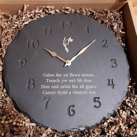 welsh slate clock  personalised   chorus  calon lan