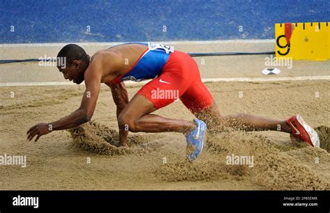 Panamas Irving Saladino Makes An Attempt In The Mens Long Jump Final
