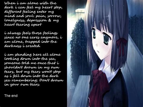 Depressed Anime Girl With Quotes Quotesgram