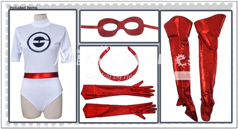 The Incredibles Mrs Incredible Elastigirl Helen Parr White Jumpsuit Bodysuit Cosplay Costume