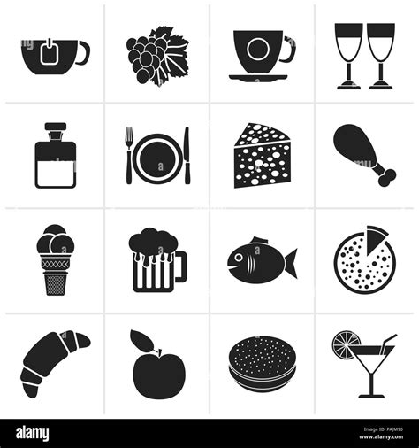 Black Food Drink And Beverage Icons Vector Icon Set Stock Vector