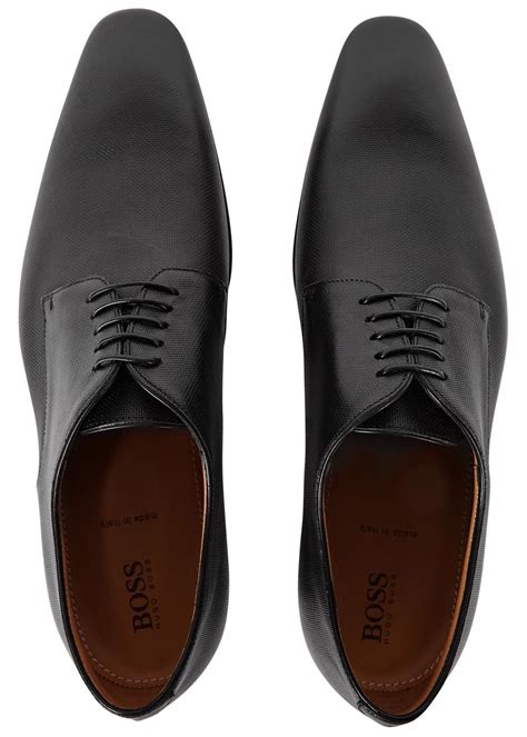 Hugo Boss Black Textured Leather Derby Shoes Gents Shoes Hugo Boss Shoes Casual Dress Shoes