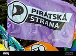 Czech Pirate Party flags Stock Photo - Alamy