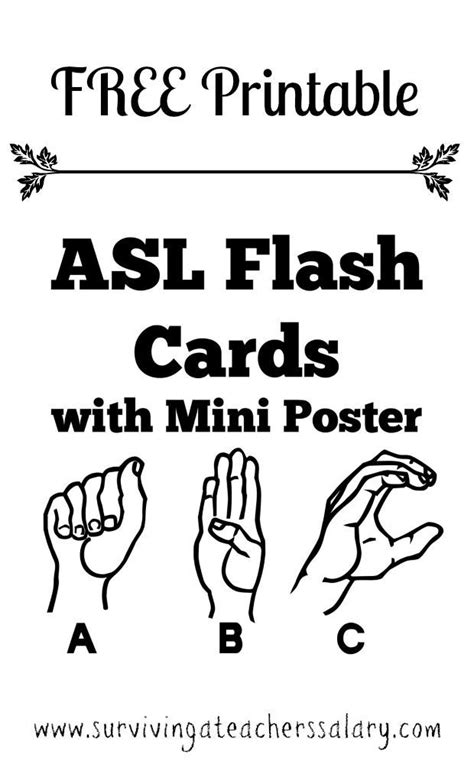 Free Printable Asl Alphabet Sign Language Flash Cards And Poster Tpt