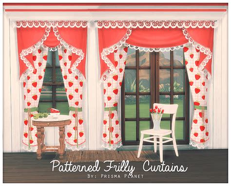 The Sims 4 Custom Content Patterned Frilly Curtains