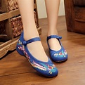 Women's Chinese Traditional Folk style Embroidery shoes Mary Jane Flat ...