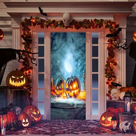 The Holiday Aisle Scary Halloween Pumpkins Door Mural Wayfair