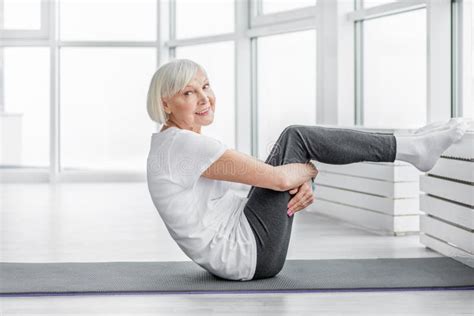 Happy Old Woman Exercising At Gym Stock Image Image Of Lifestyle