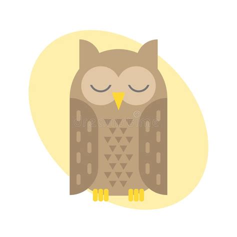 Cartoon Owl Vector Illustration Bird Cute Character Symbol Sleep Sweet