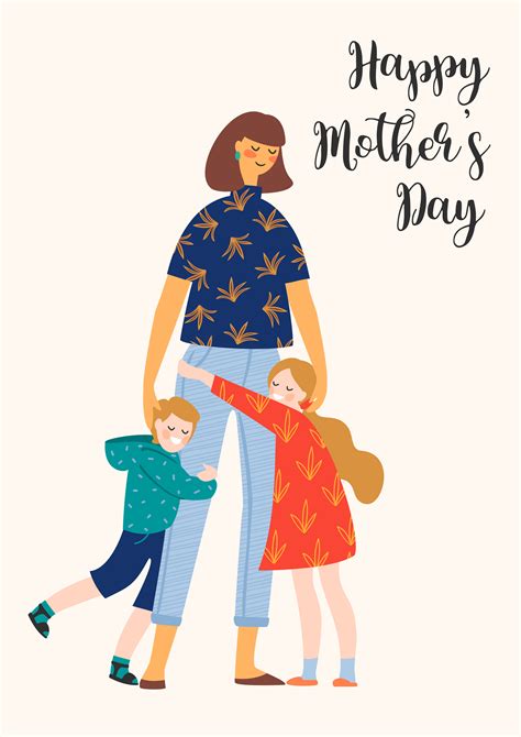 Happy Mothers Day Vector Illustration With Woman And Children 480132