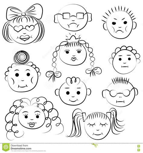 Cartoon Cute Faces Of Childrenvector Cartoon Vector