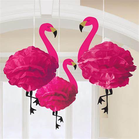 3 Flamingo Hanging Decorations Tropical Party Girls Party Etsy