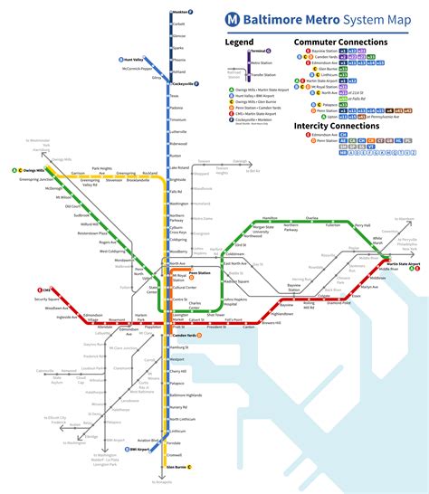 Baltimore Metro Subway Map Tourist Map Of English