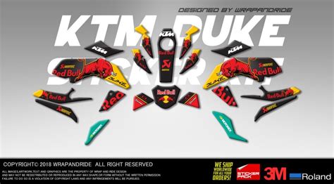 Ktm Duke 125250390 Redbull 1 Design Full Body Wrapdecalssticker Kit