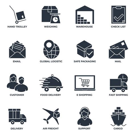 Set Of Delivery Shipping Icon Logo Vector Illustration Logistics Pack