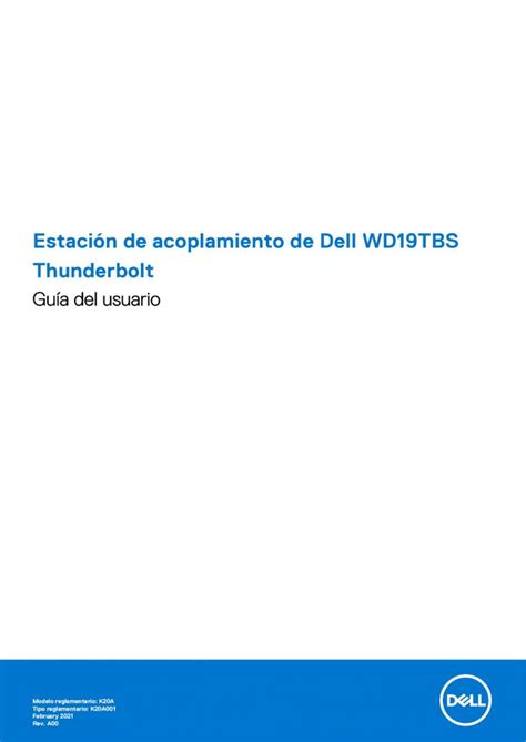 PDF Estación de acoplamiento de Dell WD19TBS Thunderbolt Guía