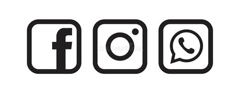 Set Of Black And White Facebook And Instagram Icons Editorial