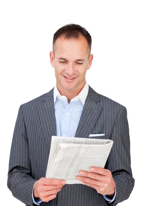 Businessman Reading Newspaper Stock Photo Image Of Business Looking