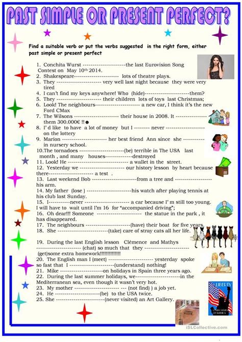 Past Simple Vs Present Perfect English Esl Worksheets For Distance