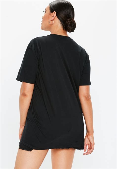 Plus Size Black Contrast Brooklyn Oversized T Shirt | Missguided