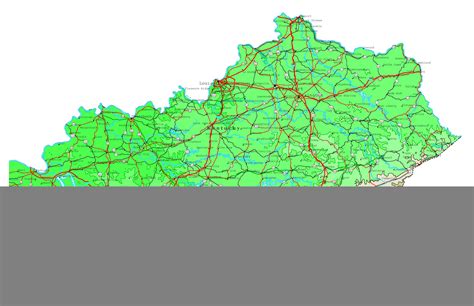 Laminated Map Large Detailed Elevation Map Of Kentucky State With