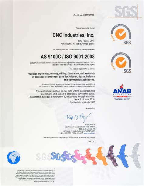 Re Certified To As9100c Cnc Industries