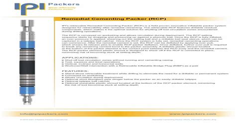 Remedial Cementing Packer Rcp Ps270217 Rev01 Eng Pdf Document