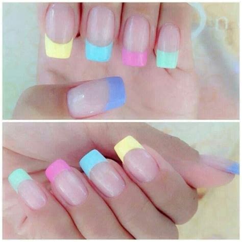 Easter Colors French Nail Art Pastel Nails French Tip Nails