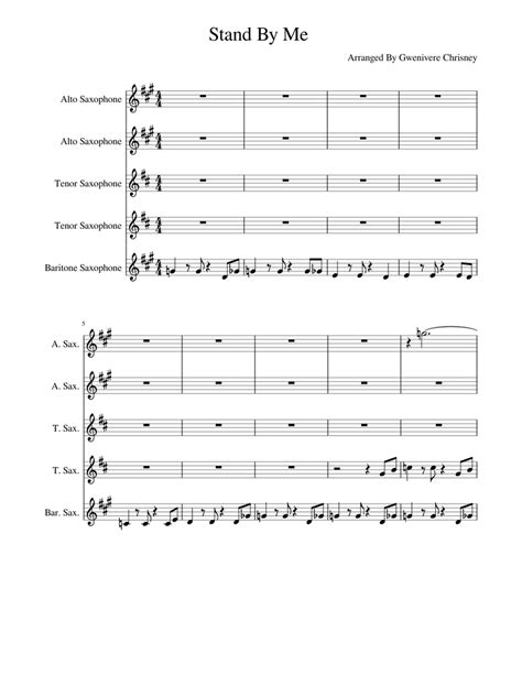 Stand By Me Sheet Music For Saxophone Alto Saxophone Tenor Saxophone Baritone Saxophone