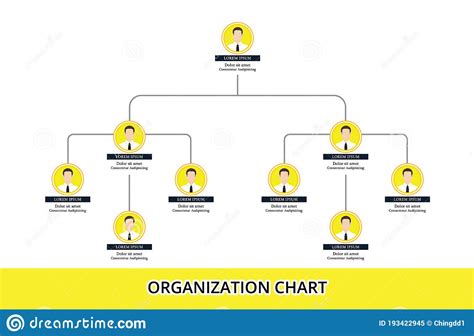 Organization Chart Infographics With People Icon And Abstract Line