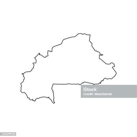 Burkina Faso Map Line Outline Country Africa Map Illustration Vector