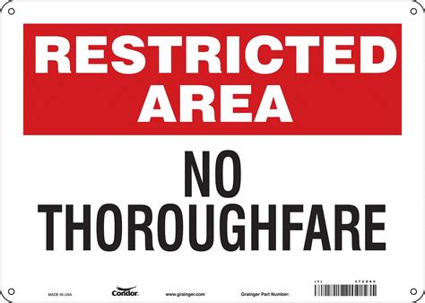 Condor Safety Sign Sign Format Other Format No Thoroughfare Sign
