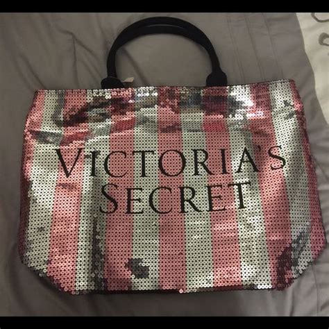 Victorias Secret Sequin Tote Bag Overnighter Pink Tote Bag Victoria