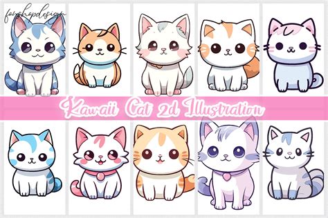 Cute Kawaii Cat Charming 2d Artwork Graphic By Fonshopdesign