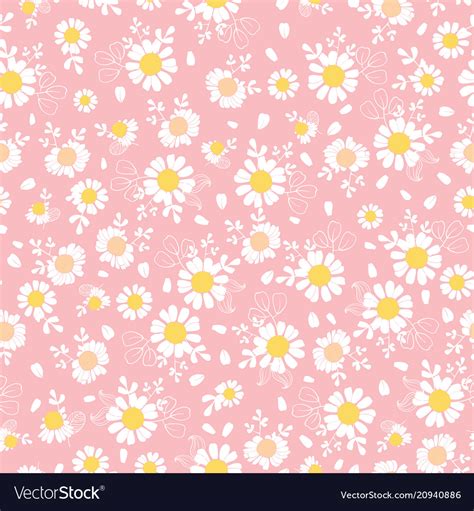 Vintage Pink Daisies Ditsy Seamless Pattern Vector Image