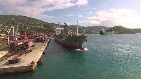 Cargo Ship Docking At Tropical Dock Youtube