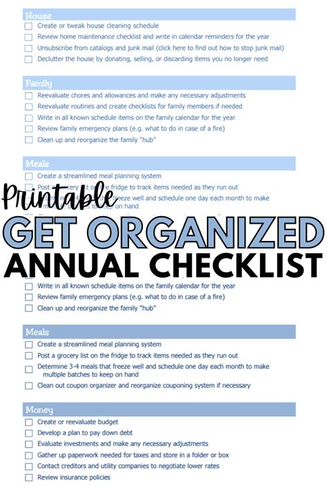 Get Organized Checklist Printable