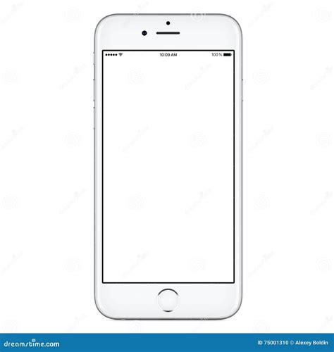 Directly Front View Of White Mobile Smart Phone Mockup Stock Photo