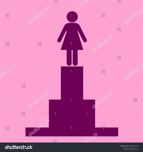 Woman Girl On Pedestal Glorification Idealization Stock Vector Royalty