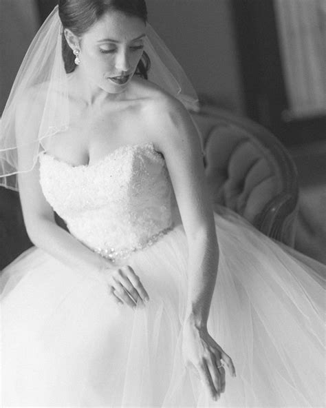 black and white photograph of a woman in a wedding dress