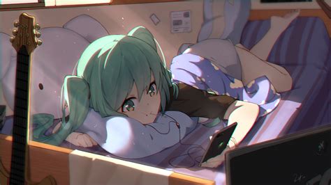 Download 1920x1080 Vocaloid Hatsune Miku Lazy Lying