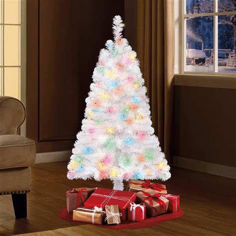 holiday time pre lit 4 indiana spruce white artificial christmas tree multi lights