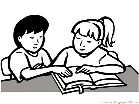 Coloring is essential to the overall development of a child. Children read book Coloring Page - Free School Coloring ...