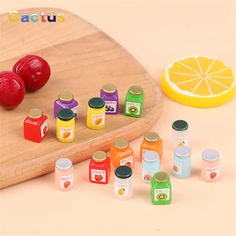 8pcs 1 12 Miniatures Dollhouse Canned Fruit Jam Furniture Miniature Simulation Of Beverage