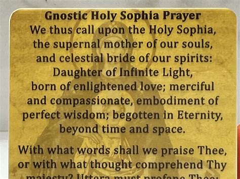 Gnostic Holy Sophia Prayer Card Recite Before Meditation H